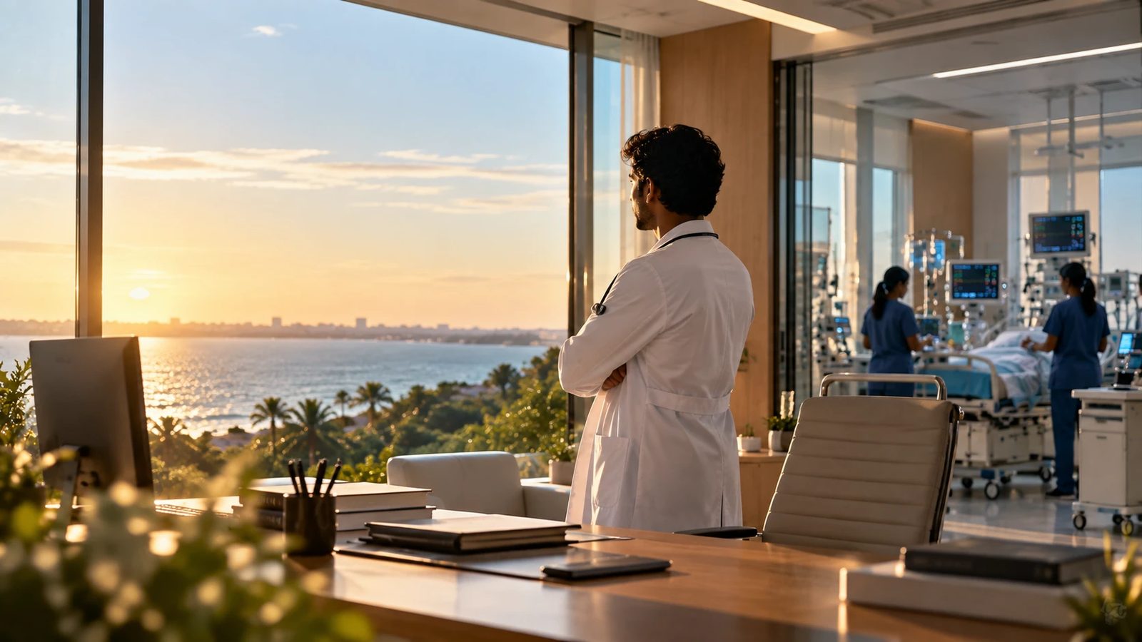 A consultant overlooking the ICU